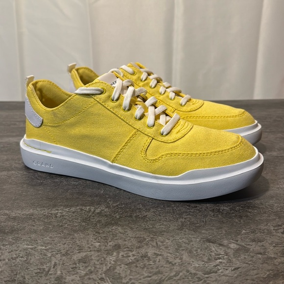 Cole Haan Grand Pro Rally Canvas Court Sneaker Dandelion Yellow . Size 8 B - Picture 1 of 8